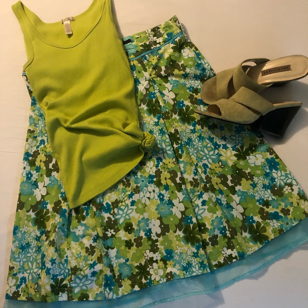 REQUIREMENTS® multi-colored, pleated, A-line skirt